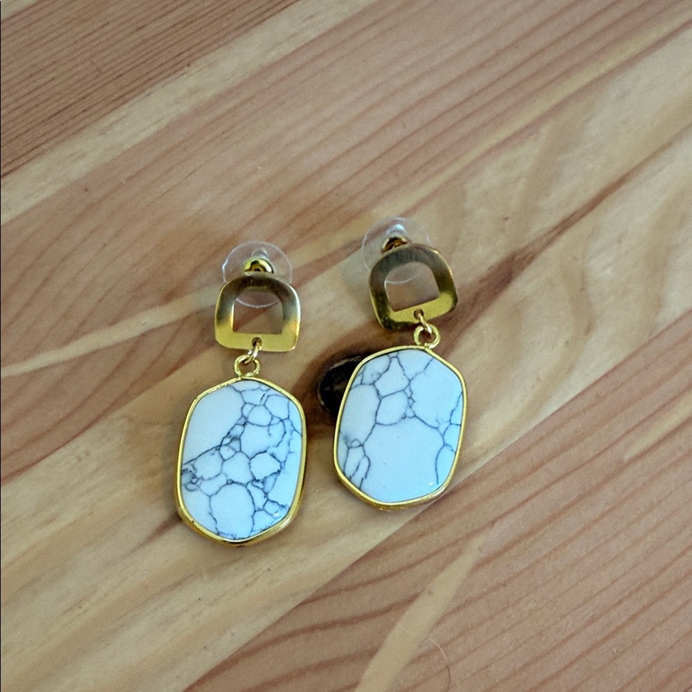 Kinsley Armelle Gold and White Earrings